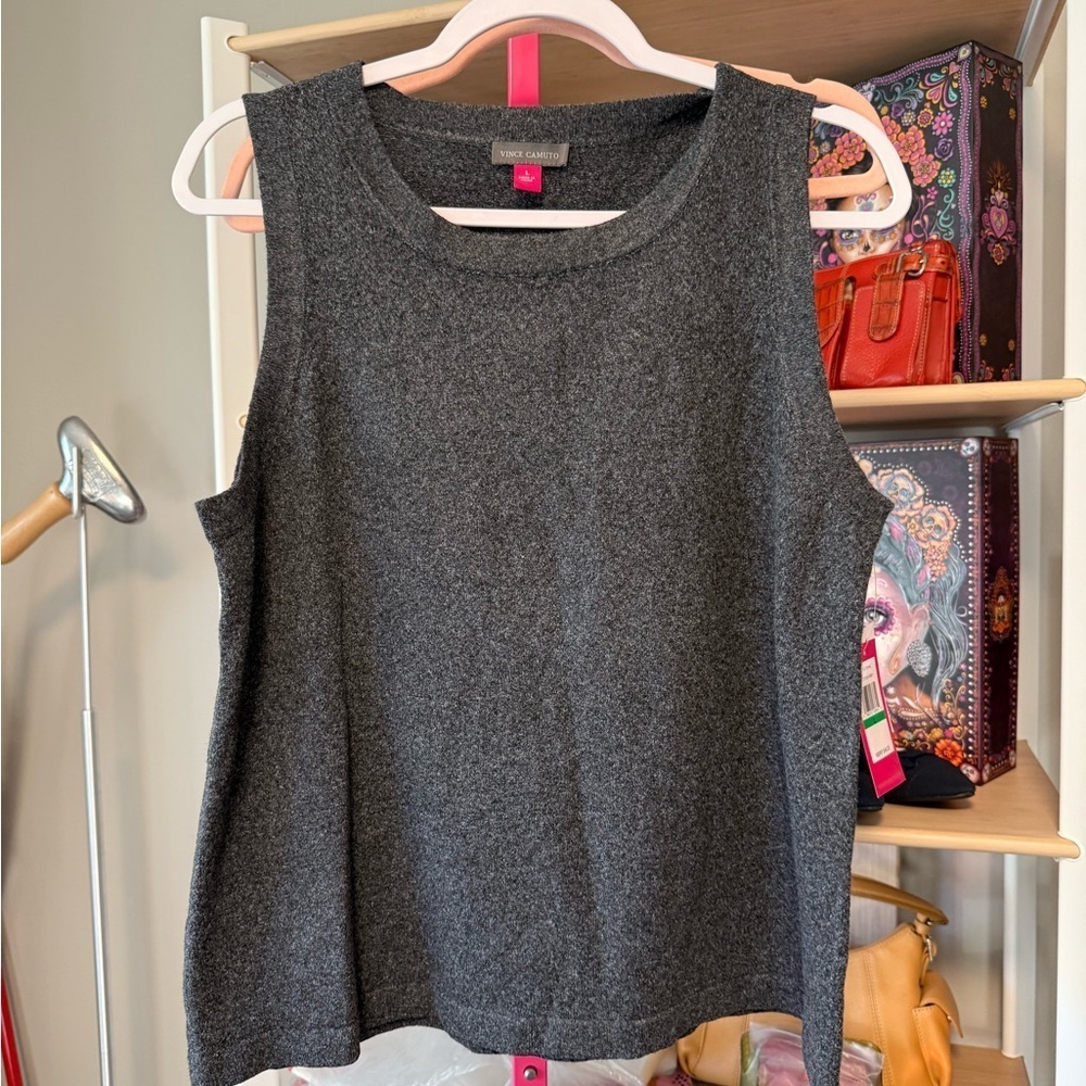 Vince Camuto Charcoal Sweater shell. Size large . NWT .
